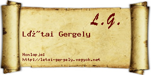 Létai Gergely névjegykártya