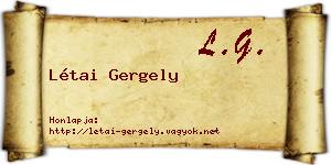 Létai Gergely névjegykártya